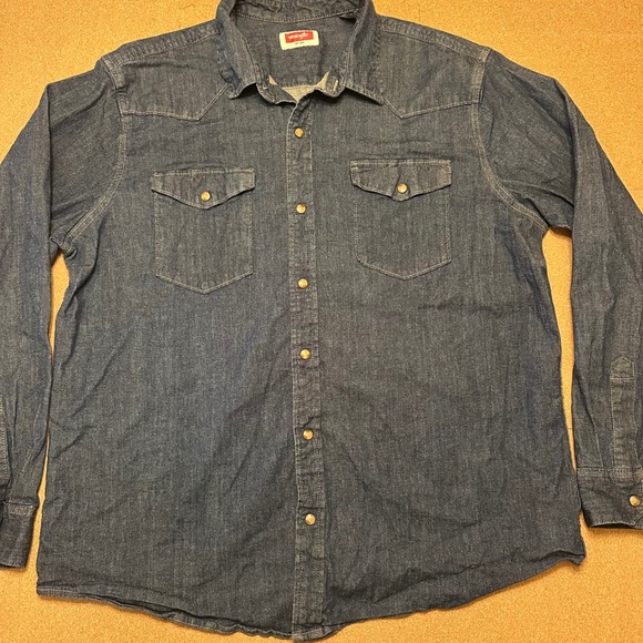 Wrangler Other - Wrangler Denim Western Shirt Men XL Blue Pearl Snap Long Sleeve Workwear Classic